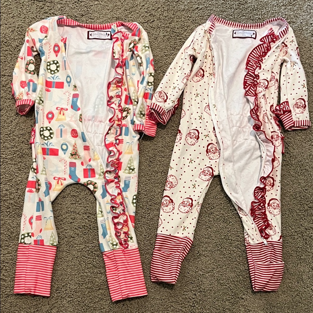 Holiday-Themed Kids Christmas Footies - Multicolor and Red
